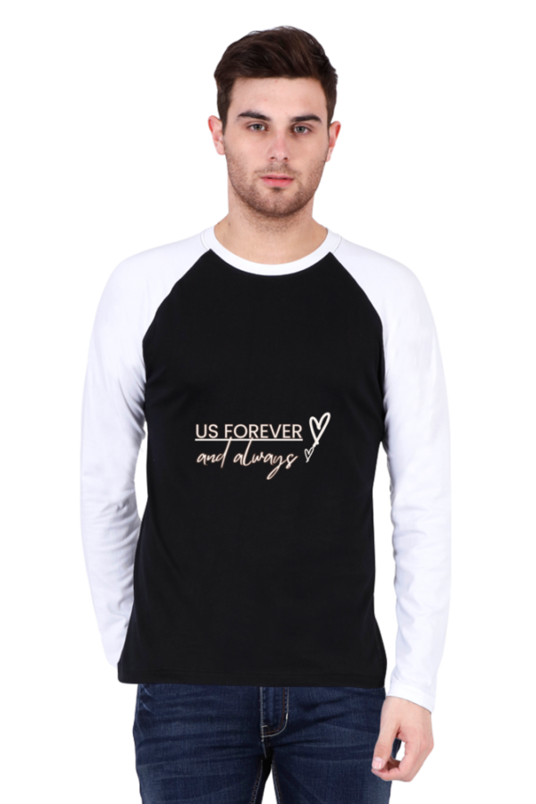 Raglan Male T-Shirt 'US FOREVER AND ALWAYS'
